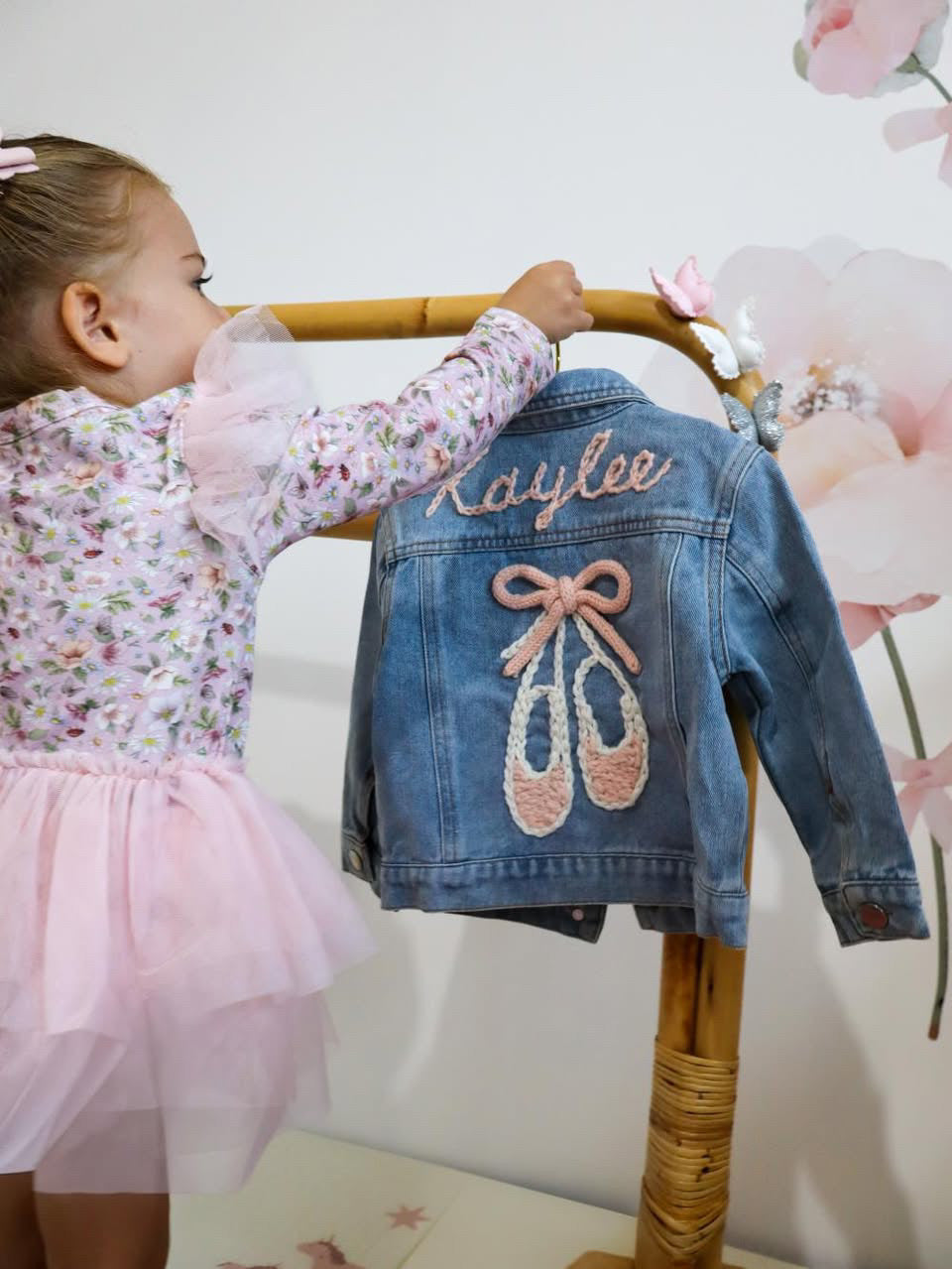 Personalised Ballerina Denim Jacket- 6 Months to 3 Years | Hand Embroidered