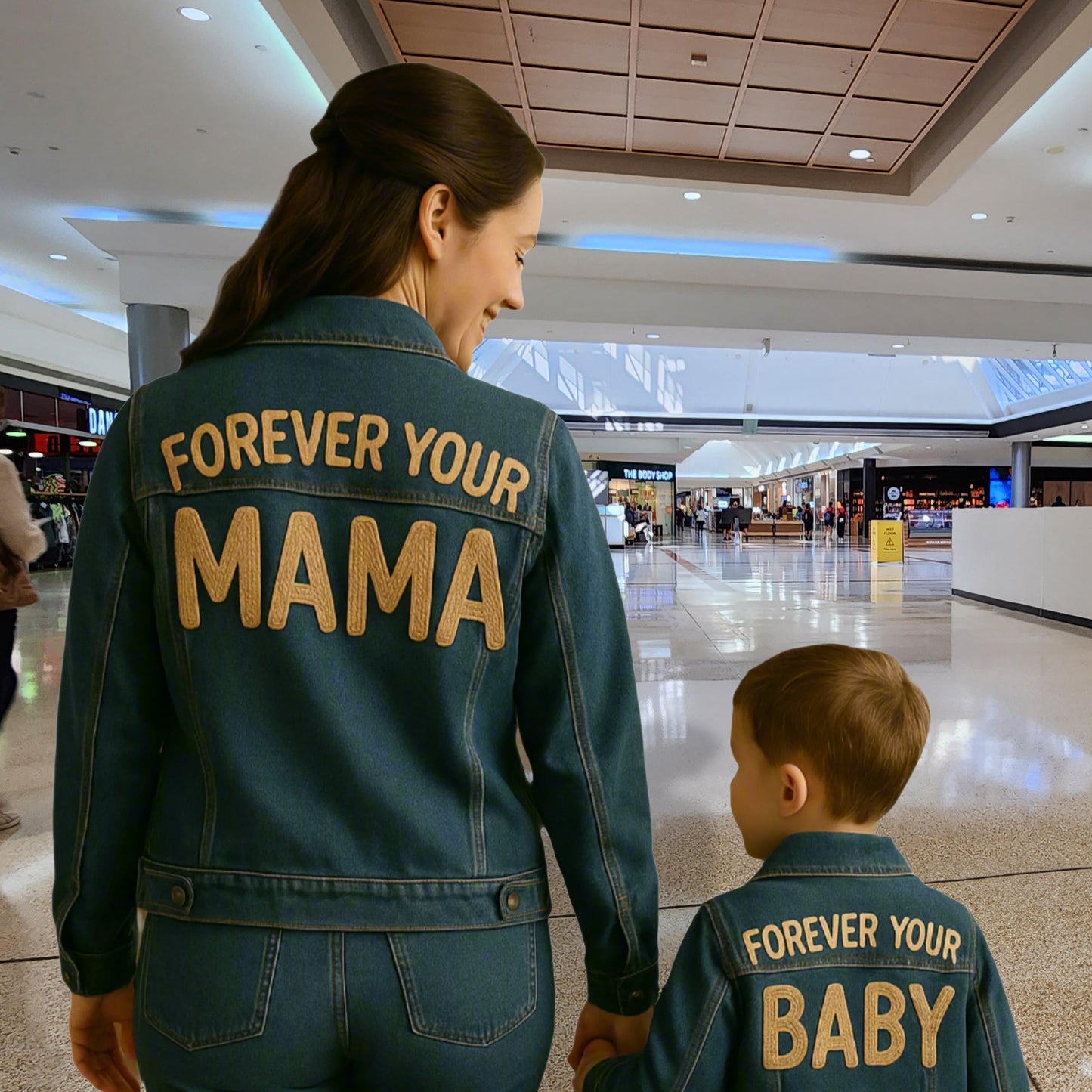 Matching Mama + Baby Hand-Embroidered Denim Jacket Set