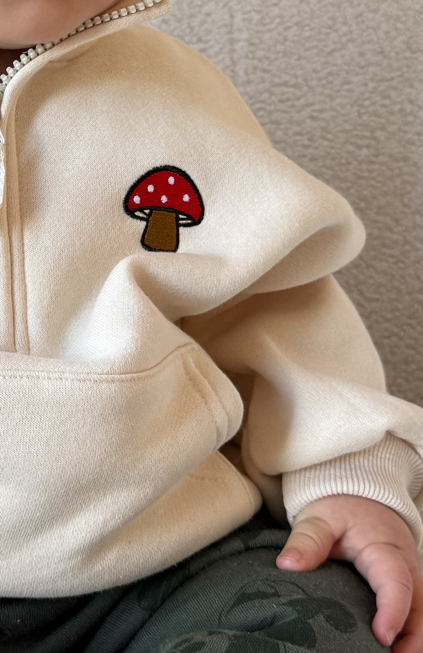 Cotton Zipped Jumper - Baby to 5 years | Cream or Light Green