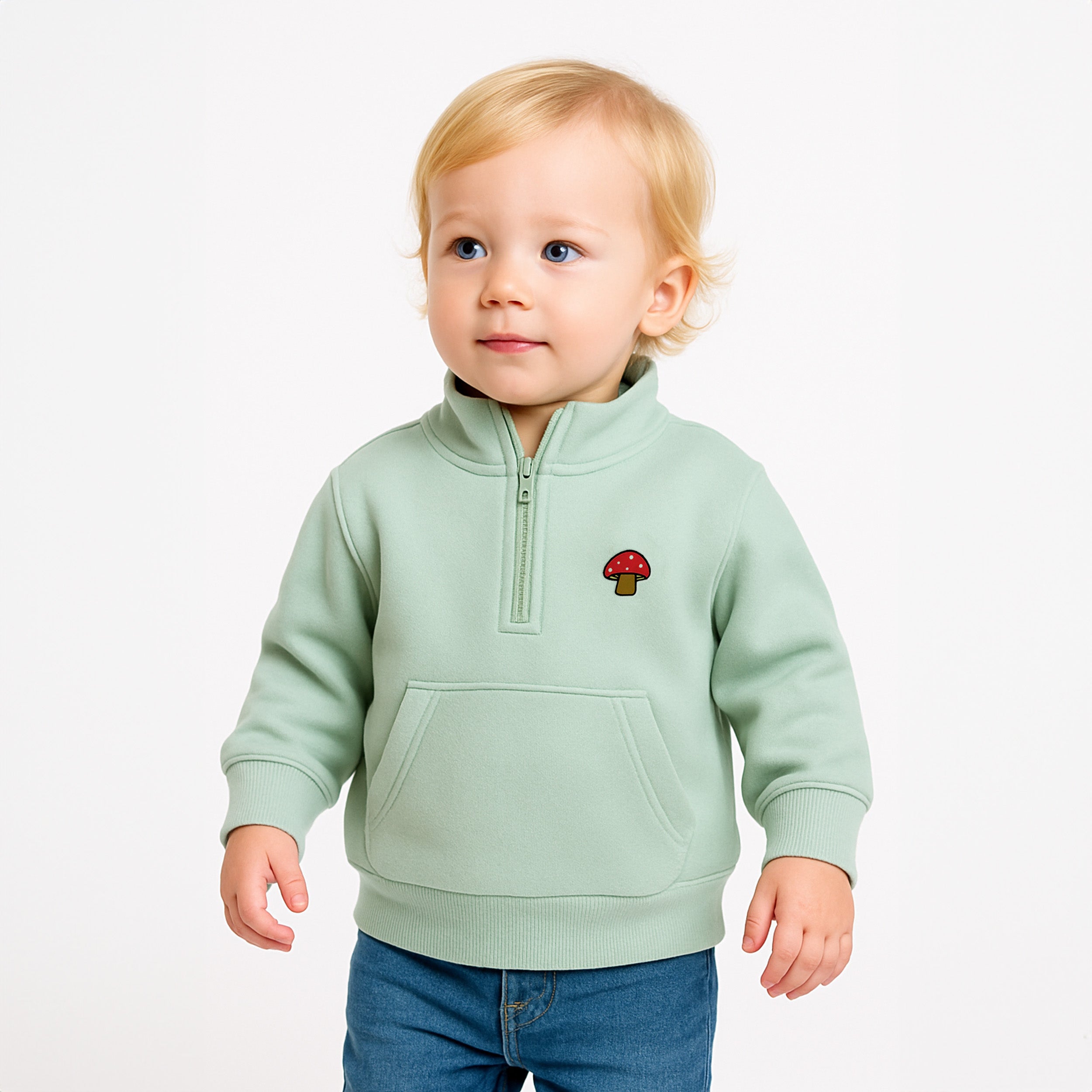 Cotton Zipped Jumper - Baby to 5 years | Cream or Light Green